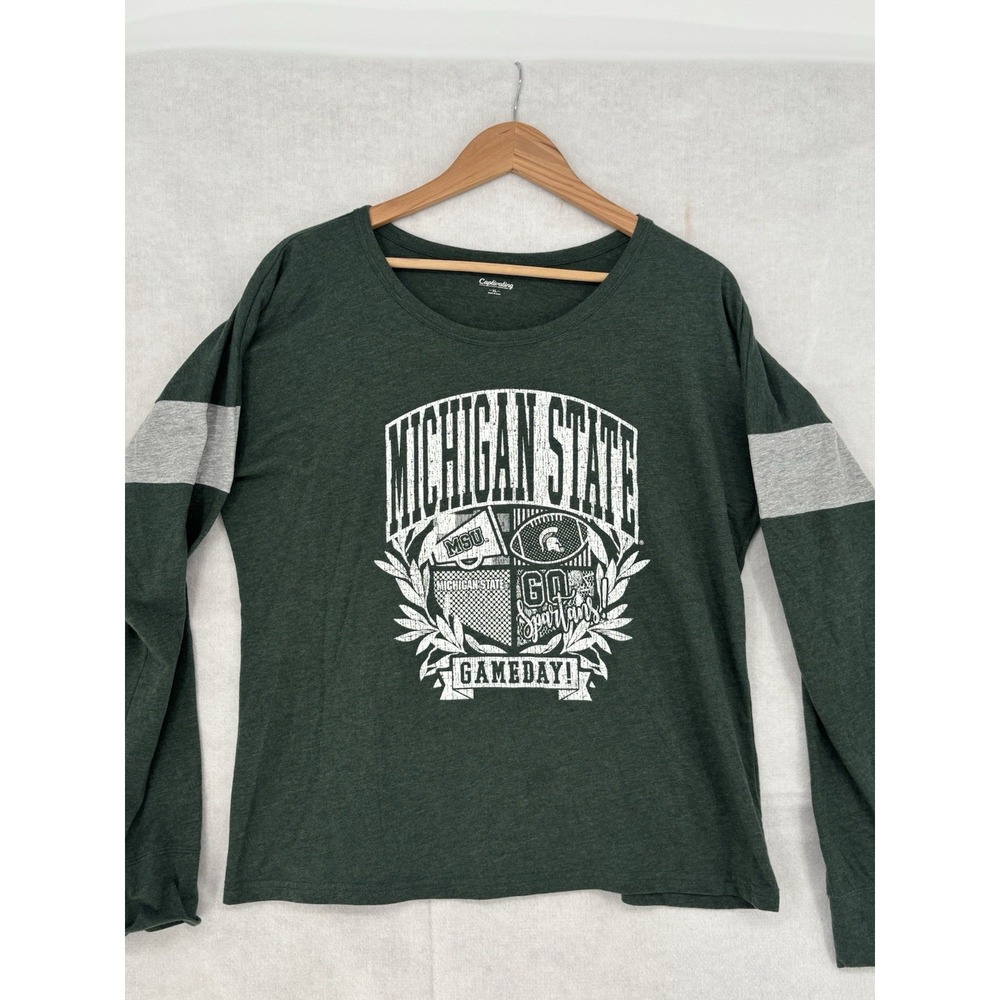 Michigan State Spartans NCAA L/SL Tshirt Tee Womens Ladies XL Loose Fit